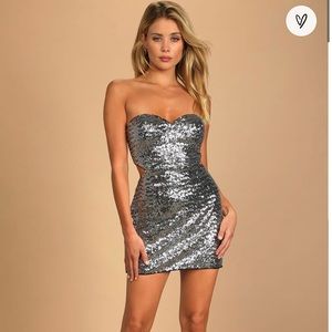 Lulus Silver Sequins Dress XS